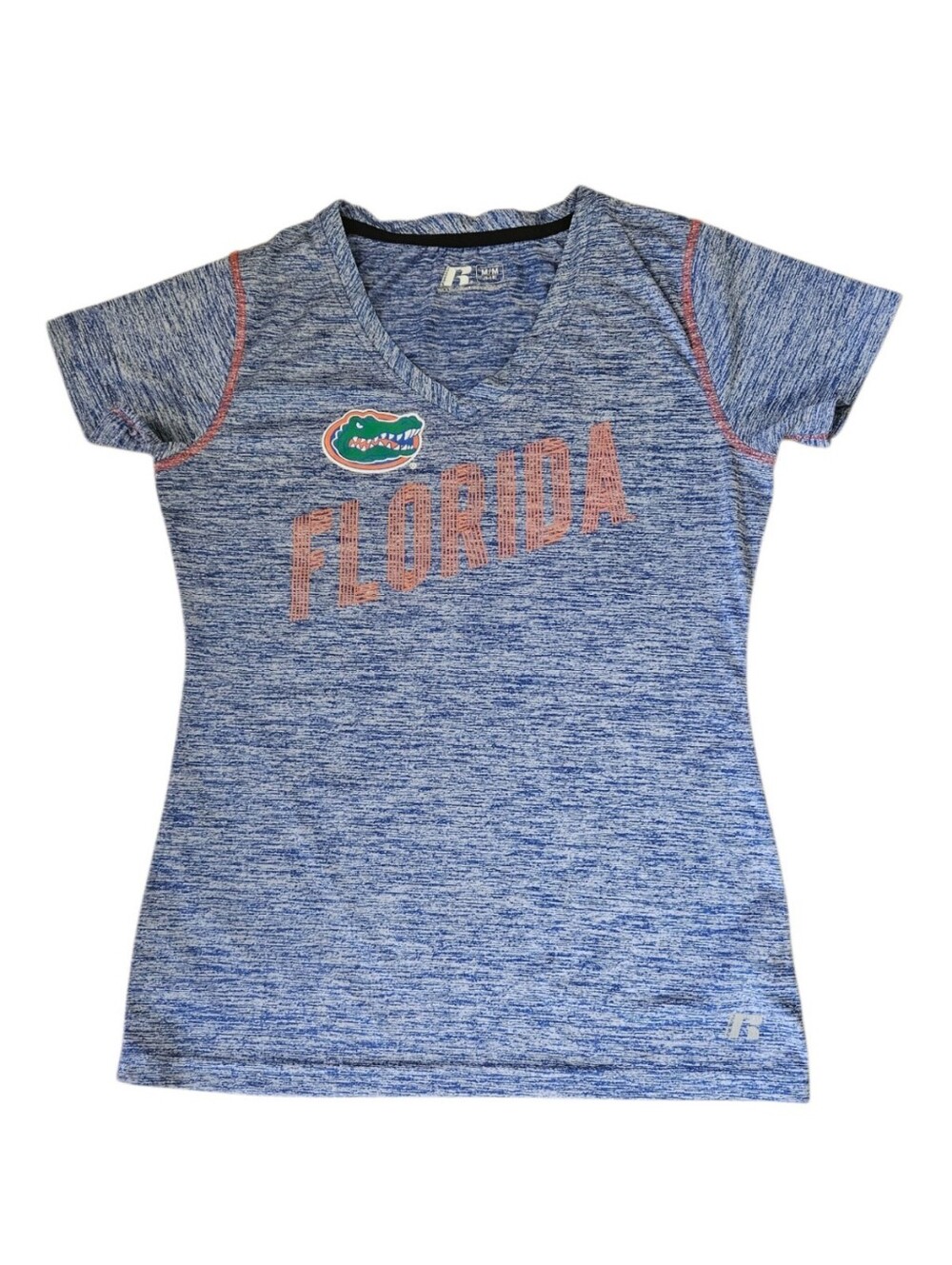 Russell Florida Gators V-Neck Shirt Short Sleeve W M Gainesville Collegiate